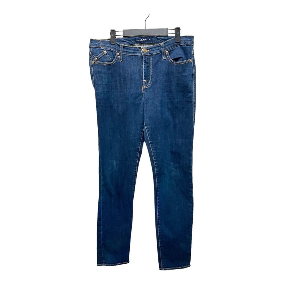 Rock & Republic Denim Rx Berlin Skinny Jeans Blue Dark Wash Cotton Stretch Sz 14